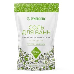 Соль для ванн, Synergetic (Синергетик) 1 кг магниево-сульфатная с маслом эвкалипта мягк. упак.